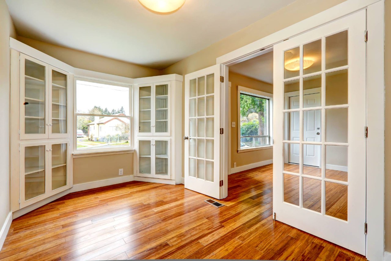 White French doors in a modern home near Canoga Park, CA